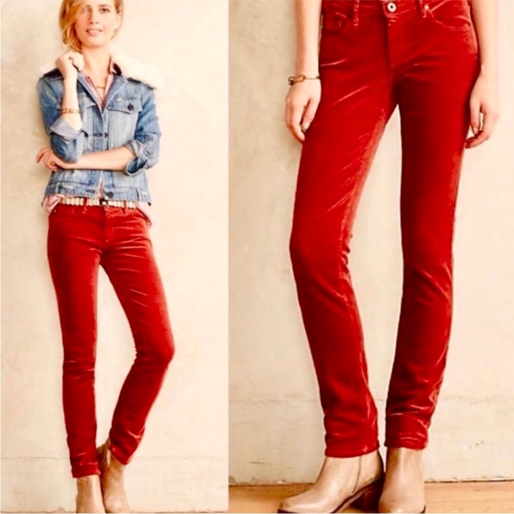 Anthropologie Red Ankle Pants